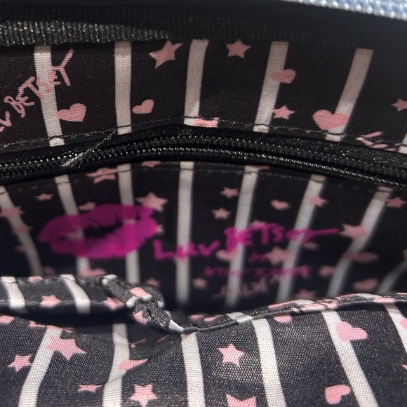 Betsey Johnson “LUV” light blue Crossbody Bag with Multicolor Strap - Picture 6 of 7